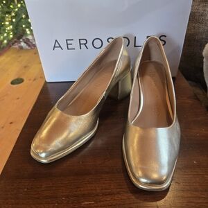 Aerosoles Women's Gold Block Heel Shoes